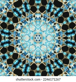 Abstract kaleidoscope background. Beautiful kaleidoscope seamless pattern. Multicolor mosaic texture. Seamless kaleidoscope texture. Unique kaleidoscope design

