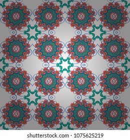 Abstract kaleidoscope background. Beautiful vector kaleidoscope seamless pattern. Seamless texture in blue, pink and white colors. Unique kaleidoscope design. Multicolor mosaic texture.