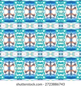 Fundo caleidoscópio abstrato com abstrato, padrão, sem costura, simetria, textura em tons de azul e azul, perfeito para papéis de parede, têxteis e desenhos de arte digital.