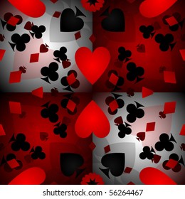 Abstract kaleidoscope background of playing card symbols