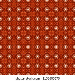 Abstract kaleidoscope background. Unique kaleidoscope design. Beautiful vector kaleidoscope seamless pattern. Seamless texture in white, red and orange colors. Multicolor mosaic texture.