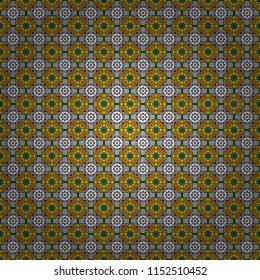 Abstract kaleidoscope blue, gray and brown background. Bright flower. Vector illustration. Seamless pattern illustration for design.