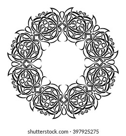 Abstract kaleidoscope Ornament round mandala. Geometric circle kaleidoscope element vector. Henna tattoo mandala.black and white circle ornament, ornamental round lace.