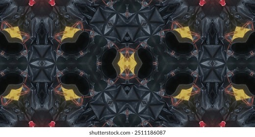 Abstract kaleidoscope pattern, featuring bright abstract shapes, beautiful multicolored kaleidoscope textures, ideal for digital art or prints, as well as dynamic and unique digital designs.
