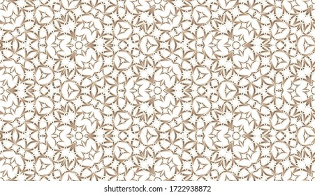 Abstract kaleidoscope seamless pattern. On white background. Useful as design element for texture and artistic compositions.
