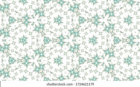 Abstraktes Kaleidoskop nahtloses Muster. Auf weißem Hintergrund. Nützlich als Gestaltungselement für Textur und künstlerische Kompositionen.