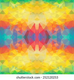 Abstract kaleidoscope summer background. Colorful mosaic triangle