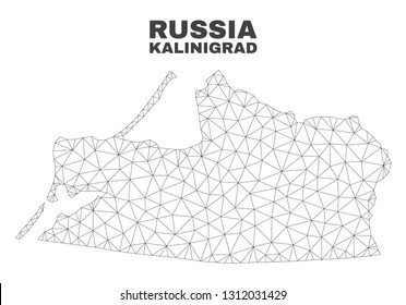 Abstract Kalinigrad Region map isolated on a white background. Triangular mesh model in black color of Kalinigrad Region map. Polygonal geographic scheme designed for political illustrations.