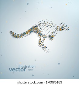 Abstract kangaroo, colorful composition elements, vector illustration eps10