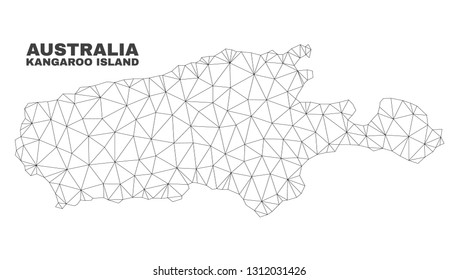 Abstract Kangaroo Island map isolated on a white background. Triangular mesh model in black color of Kangaroo Island map. Polygonal geographic scheme designed for political illustrations.