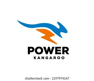 abstract kangaroo jump light bolt power energy logo symbol design template illustration