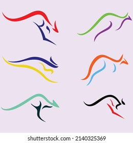 Abstract kangaroo logo design and colorful art