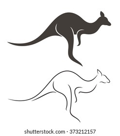 Abstract Kangaroo. Outline Kangaroo On White Background