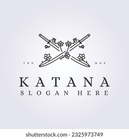 abstract katana sword with flower samurai logo vector illustration symbol icon template design