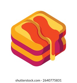 Abstract Kaya Toast Illustration Orange Yellow Red