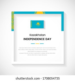Abstrakte Stockillustration des Flaggenquadrats von Kasachstan. Eleganter Länderrahmen mit Text für den Unabhängigkeitstag Kasachstans