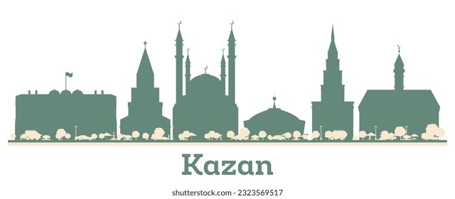 Abstract Kazan Russia City Skyline with Color Buildings. Vector Illustration. Business Travel and Tourism Concept with Modern Architecture.