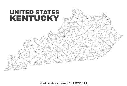 Abstract Kentucky State map isolated on a white background. Triangular mesh model in black color of Kentucky State map. Polygonal geographic scheme designed for political illustrations.