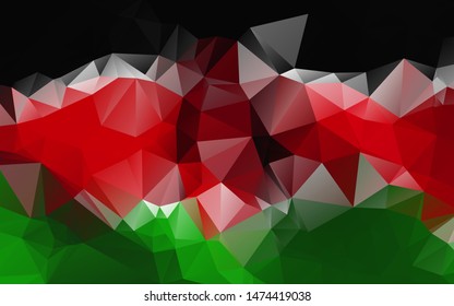 Abstract Kenya Flag Black Red Green and white color gradient low poly low polygonal abstract vector background