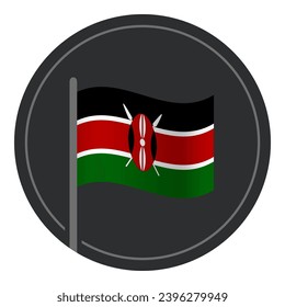 Abstract Kenya Flag Flat Icon in Circle Isolated on White Background
