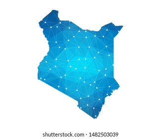 Abstract Kenya Map geometric rumpled triangular low poly style gradient graphic on white background , line dots polygonal design for your . Vector illustration eps 10