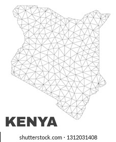 Abstract Kenya map isolated on a white background. Triangular mesh model in black color of Kenya map. Polygonal geographic scheme designed for political illustrations.