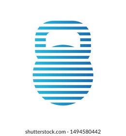Abstract kettle bell logo, gym logo icon. fitness and body building club - Vector