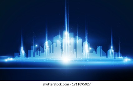 Abstract Key Door Open City Skyline Light Out Technology Background Hitech Communication Concept Innovation Background,  Vector Design