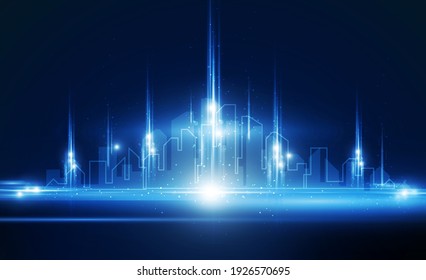 Abstract Key Door Open City Skyline Light Out Technology Background Hitech Communication Concept Innovation Background,  Vector Design