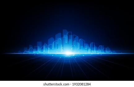 Abstract Key Door open city skyline Light out technology background Hitech communication concept innovation background,  vector design