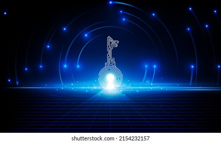 Abstract Key Door open Light out technology and Question mark background Hitech communication concept innovation background,  vector design