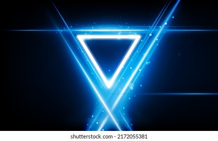 Abstract Key Door open Light out technology and with neon triangles. Hitech communication concept innovation background,  vector design