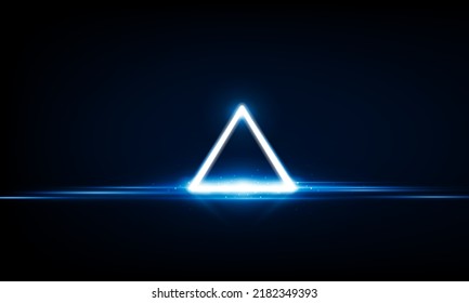 Abstract Key Door open Light out technology and with neon triangles. Hitech communication concept innovation background,  vector design