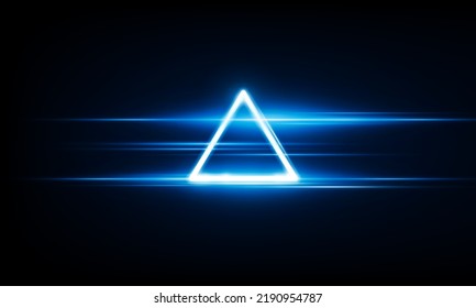 Abstract Key Door open Light out technology and with neon triangles. Hitech communication concept innovation background,  vector design