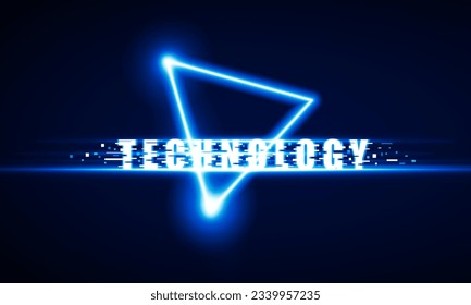 Abstract Key Door open Light out technology and with neon triangles. Hitech communication concept innovation background,  vector design