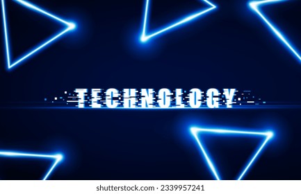 Abstract Key Door open Light out technology and with neon triangles. Hitech communication concept innovation background,  vector design