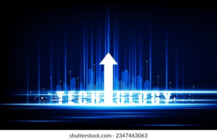 Abstract Key Door open Light out arrow up city open Light technology background Hitech communication concept innovation background vector design. 