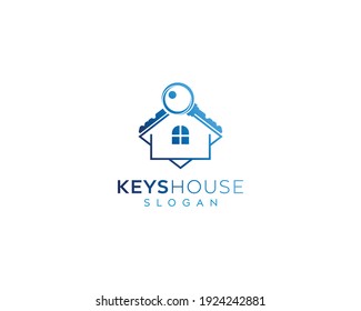 Abstract key house logo design, window, key house, home reality vector logo design