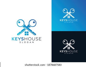 Resumen de la casa de diseño del logotipo de la casa de claves, diseño del logotipo del vector de ventanas