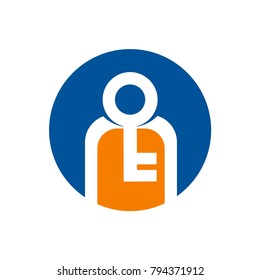 Abstract key human figure logo design template vector illustration