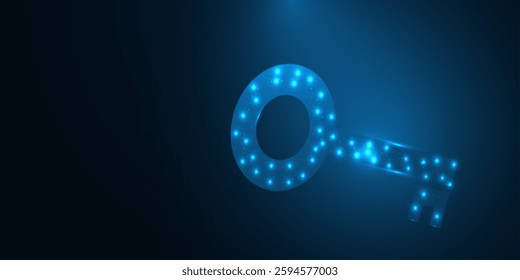 Abstract key icon design. Low poly style design. Abstract geometric background. Wireframe light connection structure. Modern 3d graphic concept. Isolated vector illustration.
