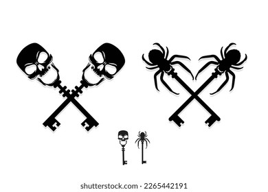 Abstract key with skull head vector design