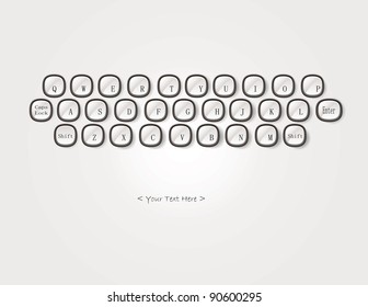 Abstract keyboard with text isolated on white background