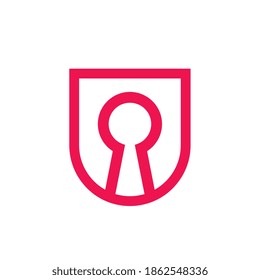 Abstract keyhole logo icon design, linear style symbol, vector illsutration