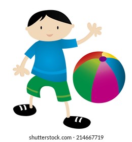 abstract kid with a ball on a white background