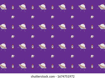 Abstract kid science pattern science pattern with spacecraft design vector background. Concept via spacecraft icon suitable for background, wallpaper, website and room kids.