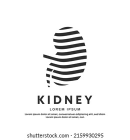 Abstract kidney care logo. simple line art kidney logo design vector illustration. Urology logo vector icon in a minimal style. Can be used as icon, logo or any other ways. EPS 10