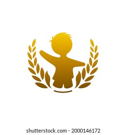 Abstract kids care logo with simple design community, social icons