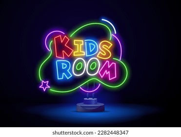 Abstract kids logo with colorful circles and letters in them on white background. Design template icon for children's toys store, kids zone and centre, school and prescool.Vector illustration.