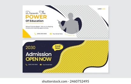 Abstract kids school admission, back to school opening social media facebook timeline cover web banner design for education institute marketing promotion template bundle set for enrollment online ads